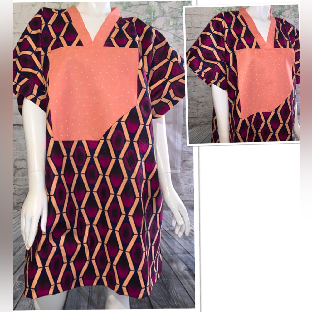 Bubu dress kaftan  plus size 1x-3x African print with pockets